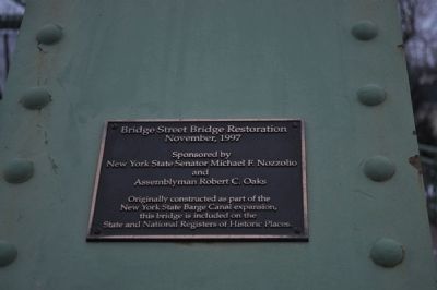 Bridge Street Bridge Restoration marker. Click for full size. Bridge Street Bridge Restoration marker image. Click for full size.