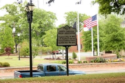 North Carolina Press Association Marker seen along East Walnut Street. Click for full size. North Carolina Press Association Marker seen along East Walnut Street image. Click for full size.