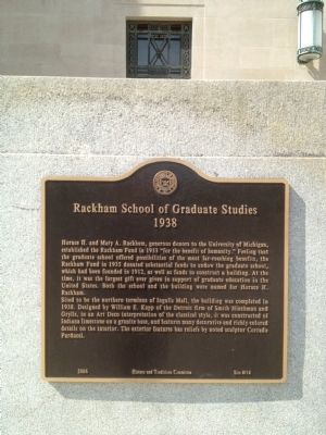 Rackham School of Graduate Studies Marker image. Click for full size.