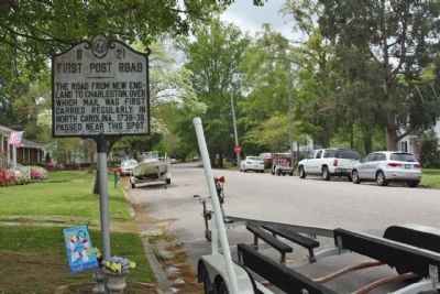 First Post Road Marker as seen on South Main Street, looking south. Click for full size. First Post Road Marker as seen on South Main Street, looking south image. Click for full size.