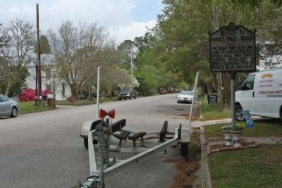 First Post Road Marker looking north along South Main Street. Click for full size. First Post Road Marker looking north along South Main Street image. Click for full size.