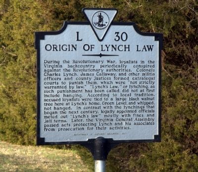 Origin of Lynch Law Marker image. Click for full size.