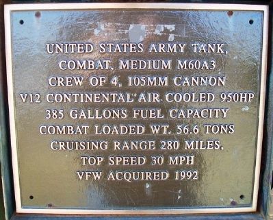 Veterans Memorial Tank Marker image. Click for full size.