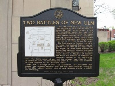 Two Battles of New Ulm Marker. Click for full size. Two Battles of New Ulm Marker image. Click for full size.