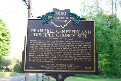 Dean Hill Cemetery and Disciple Church Site Marker - Side B image. Click for full size.