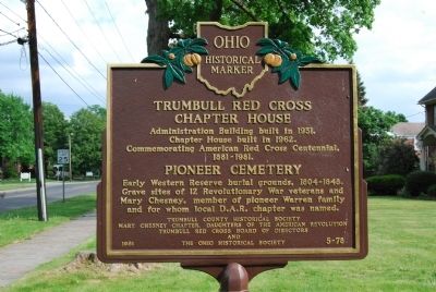 Trumbull Red Cross Chapter House / Pioneer Cemetery Marker. Click for full size. Trumbull Red Cross Chapter House / Pioneer Cemetery Marker image. Click for full size.