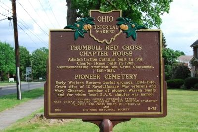 Trumbull Red Cross Chapter House / Pioneer Cemetery Marker image. Click for full size.