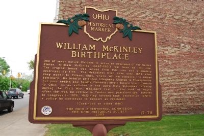 William McKinley Birthplace Marker - Side A image. Click for full size.