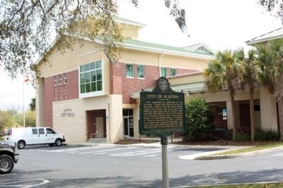 City of Alachua Marker located in the parking lot at City Hall image. Click for full size.
