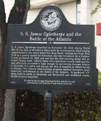 S.S. <i>James Oglethorpe </i>and the Battle of the Atlantic Marker image. Click for full size.