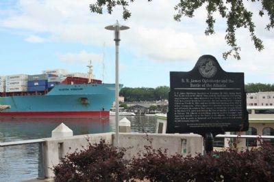 S.S. James Oglethorpe and the Battle of the Atlantic Marker waterside, along the Savannah River. Click for full size. S.S. James Oglethorpe and the Battle of the Atlantic Marker waterside, along the Savannah River image. Click for full size.