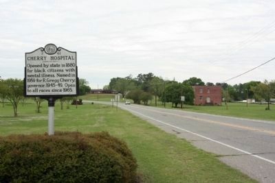 Cherry Hospital and Marker looking north along Old Smithfield Road image. Click for full size.