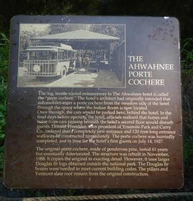 The Ahwahnee Porte Cochere Marker image. Click for full size.