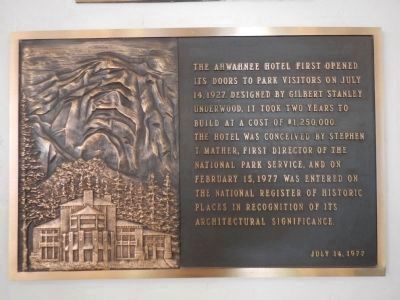 Plaque in the Ahwahnee's lobby image. Click for full size.