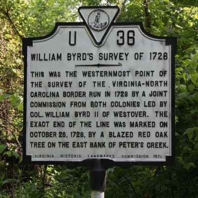 William Byrds Survey of 1728 Marker. Click for full size. William Byrds Survey of 1728 Marker image. Click for full size.
