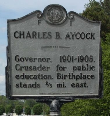 Charles B. Aycock Marker. Click for full size. Charles B. Aycock Marker image. Click for full size.