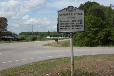Charles B. Aycock Marker at the intersection of U.S. 117 and Governor Aycock Road image. Click for full size.
