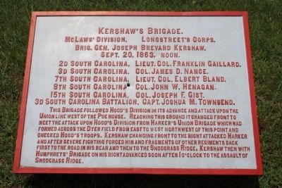 Kershaw's Brigade Marker. Click for full size. Kershaw's Brigade Marker image. Click for full size.