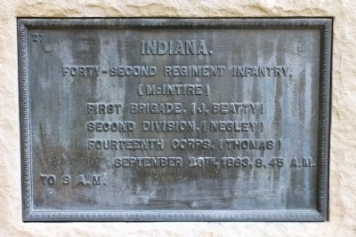 42nd Indiana Regiment Marker. Click for full size. 42nd Indiana Regiment Marker image. Click for full size.