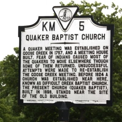 Quaker Baptist Church Marker. Click for full size. Quaker Baptist Church Marker image. Click for full size.