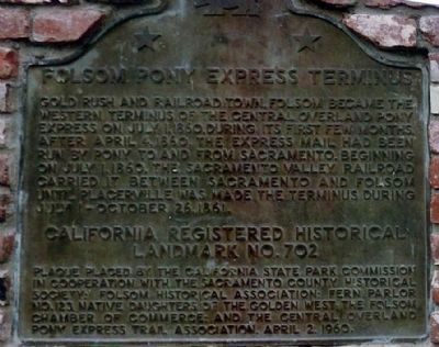 Folsom Pony Express Terminus Marker image. Click for full size.