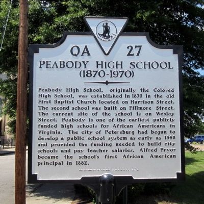 Peabody High School Marker. Click for full size. Peabody High School Marker image. Click for full size.