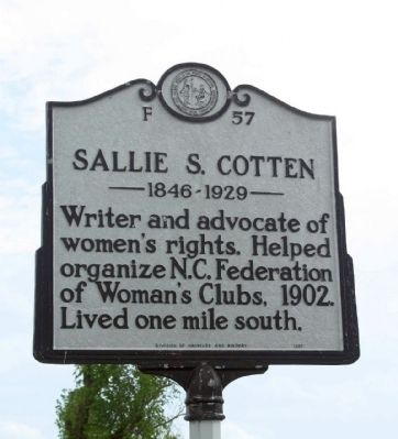 Sallie S. Cotten Marker image. Click for full size.