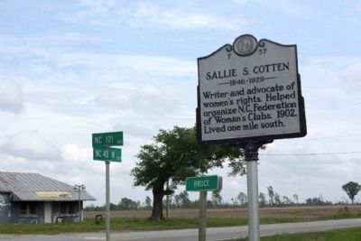 Sallie S. Cotten Marker at the intersection of North Carolina Route 43 and North Carolina Route 121 image. Click for full size.