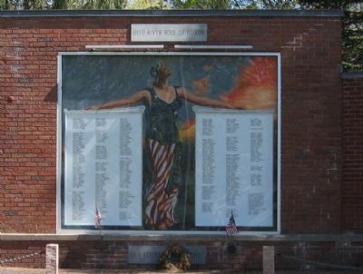 Deep River Veterans Memorial with the painting “Columbia” image. Click for full size.