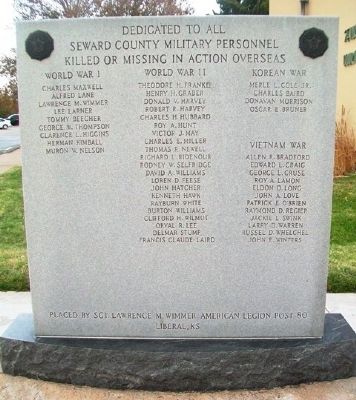 Seward County War Dead and Missing in Action Memorial image. Click for full size.
