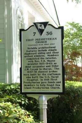 First Presbyterian Church Marker, reverse side image. Click for full size.