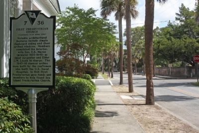 First Presbyterian Church Marker on Church Street, looking north image. Click for full size.