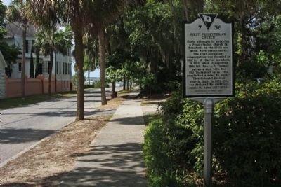 First Presbyterian Church Marker, looking south on Church Street image. Click for full size.