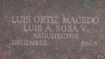 Juarez Memorial: inscription, lower right corner, west pedestal: image. Click for full size.