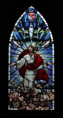 448th Bomb Group Stained glass window at nearby Chapel of the Fallen Eagles image. Click for full size.