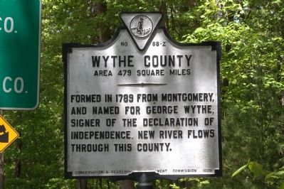 Wythe County Face of Marker. Click for full size. Wythe County Face of Marker image. Click for full size.