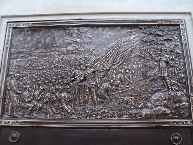 Closeup of Fr. Corby Relief image. Click for full size.