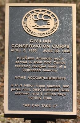 Civilian Conservation Corps Marker. Click for full size. Civilian Conservation Corps Marker image. Click for full size.