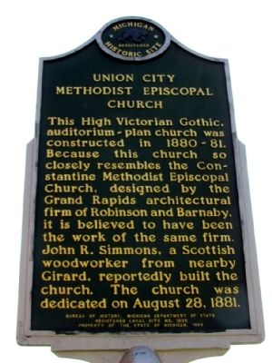 Union City Methodist Episcopal Church Marker image. Click for full size.