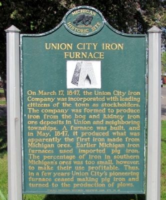 Union City Iron Furnace Marker image. Click for full size.