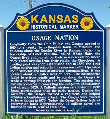 Osage Nation Marker. Click for full size. Osage Nation Marker image. Click for full size.