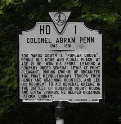 Colonel Abram Penn Marker image. Click for full size.