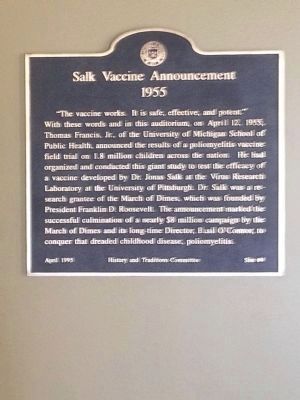 Salk Vaccine Announcement Marker image. Click for full size.