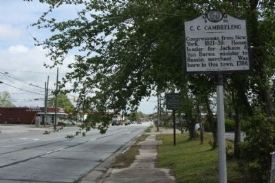 C. C. Cambreleng Marker looking north along Bridge Street (U.S. 17) image. Click for full size.
