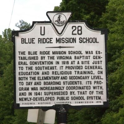 Blue Ridge Mission School Marker. Click for full size. Blue Ridge Mission School Marker image. Click for full size.