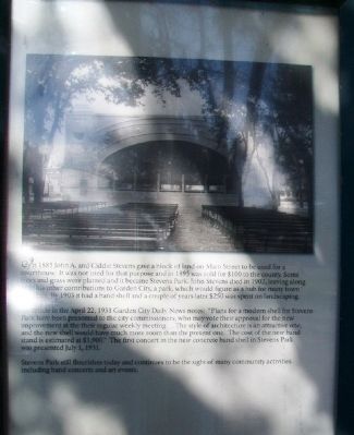 Stevens Park Marker. Click for full size. Stevens Park Marker image. Click for full size.