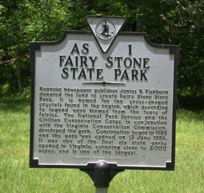 Fairy Stone State Park Marker. Click for full size. Fairy Stone State Park Marker image. Click for full size.