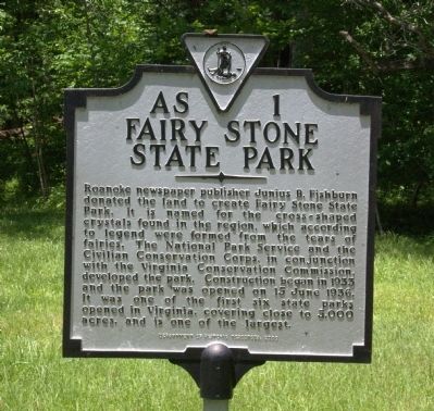 Fairy Stone State Park Marker image. Click for full size.
