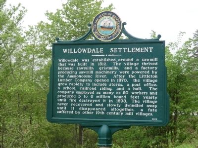 Willowdale Settlement Marker. Click for full size. Willowdale Settlement Marker image. Click for full size.
