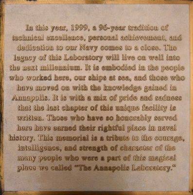 Annapolis Laboratory Marker Text image. Click for full size.
